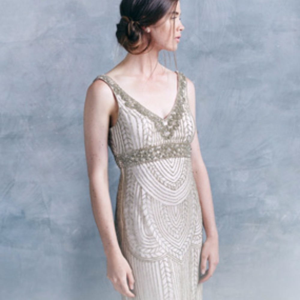 Sue Wong Platinum Sequin Dress